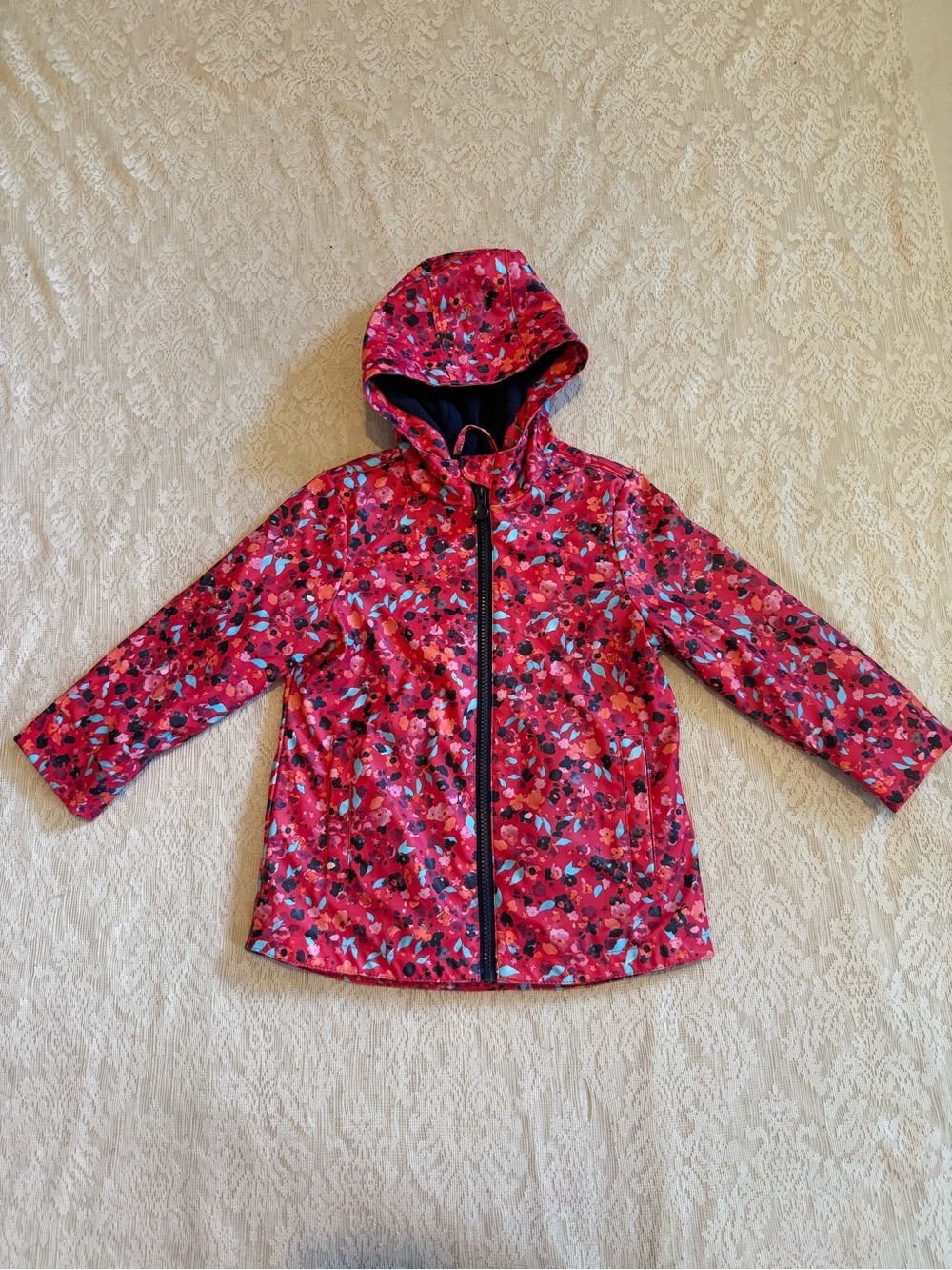 Joules “Right as rain” fleece lined floral rain jacket